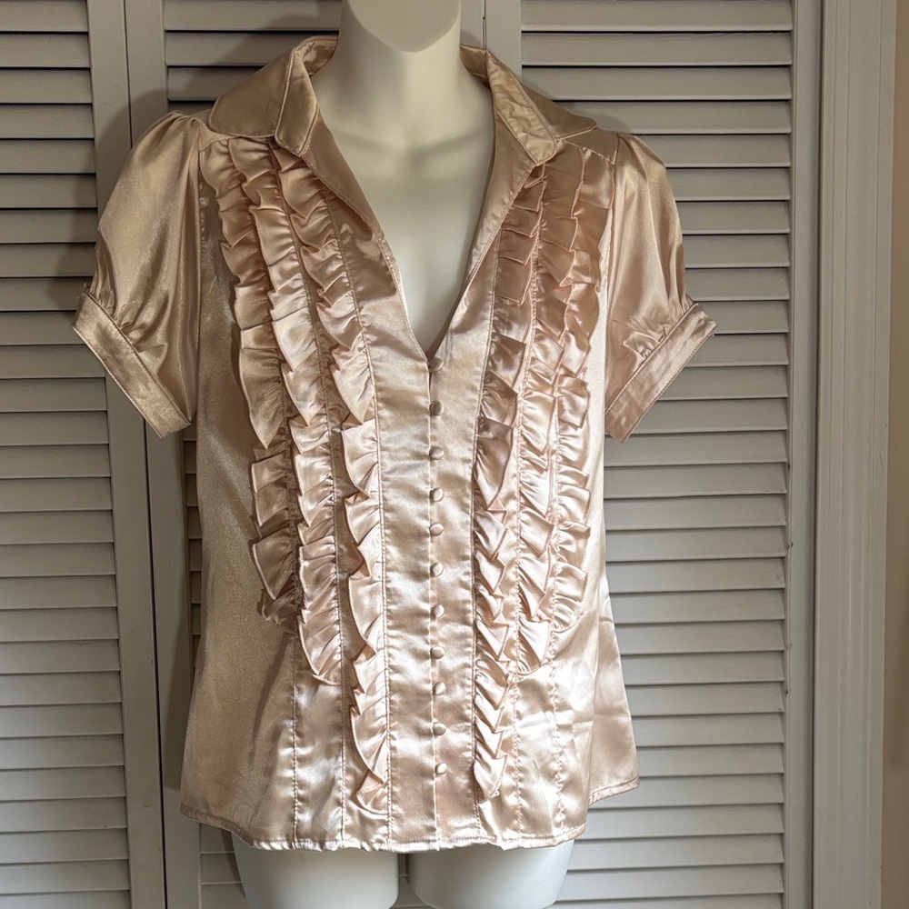 Elegant Cream Ruffled Women's Top